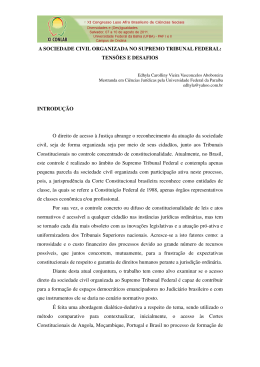 A SOCIEDADE CIVIL ORGANIZADA NO SUPREMO TRIBUNAL