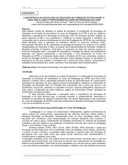 a import&acirc;ncia da sociologia da educa&ccedil;&atilde;o na forma&ccedil;&atilde;o do