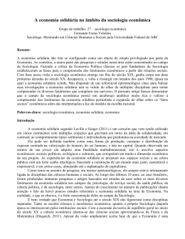 A economia solid&aacute;ria no &acirc;mbito da sociologia econ&ocirc;mica