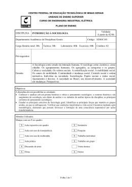 introdu&ccedil;&atilde;o &agrave; sociologia - Departamento de Engenharia El&eacute;trica