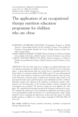 The application of an occupational therapy nutrition education