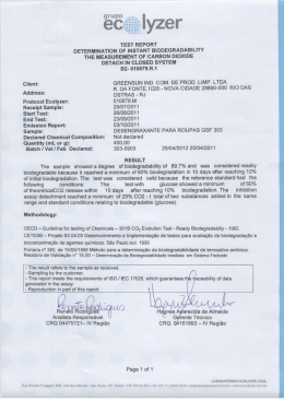 test report determination of instant biodegradability the