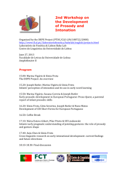 2nd Workshop on the Development of Prosody and Intonation