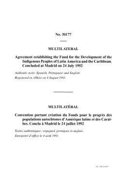 No. 30177 MULTILATERAL Agreement establishing the Fund for the