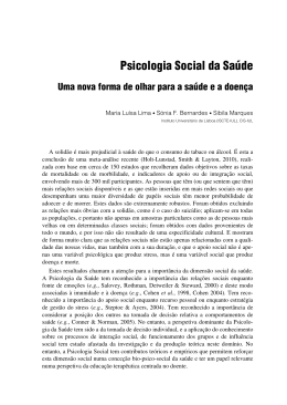 Psicologia Social da Sa&uacute;de