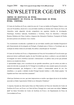 NEWSLETTER CGE/DFIS - Universidade de Évora