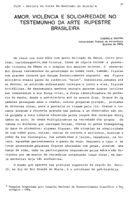 Amor, Viol&ecirc;ncia e Solidariedade no Testemunho da Arte Rupestre