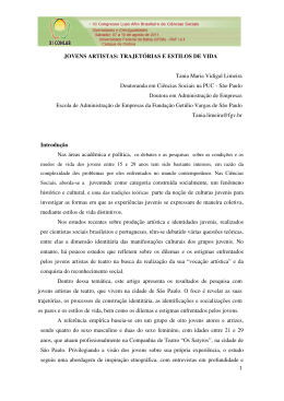 JOVENS ARTISTAS: TRAJET&Oacute;RIAS E ESTILOS DE VIDA Tania