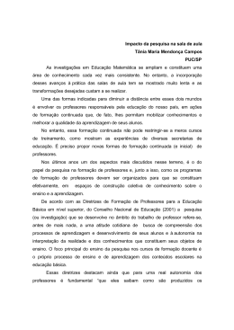 Impacto da pesquisa na sala de aula T&acirc;nia Maria Mendon&ccedil;a