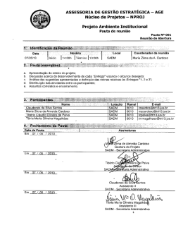 PAUTA E ATA DE REUNI&Atilde;O N&ordm; 001 (Abertura)