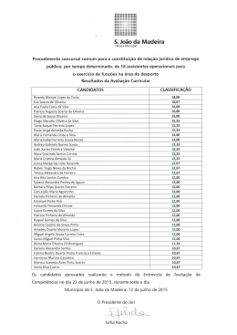 Resultados da Avaliação Curricular