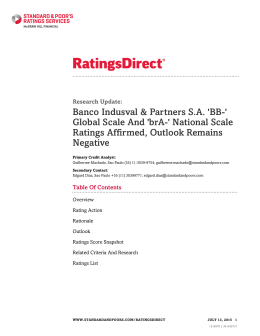 Banco Indusval & Partners SA `BB-` Global Scale And `brA