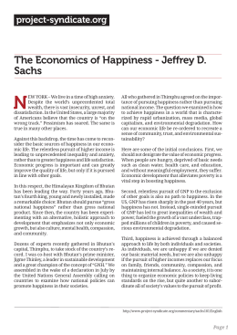 The Economics of Happiness - Jeffrey D. Sachs