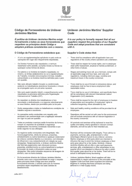C&oacute;digo de Fornecedores da Unilever Jer&oacute;nimo Martins