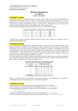 UNIVERSIDADE NOVA DE LISBOA Métodos Quantitativos