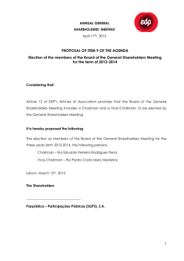 PROPOSAL OF ITEM 9 OF THE AGENDA Election of the