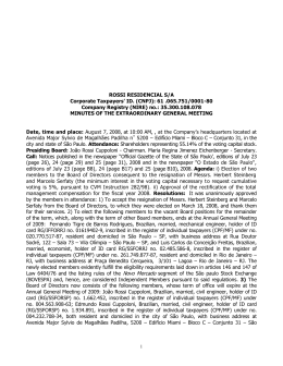 ROSSI RESIDENCIAL S/A Corporate Taxpayers׳ ID. (CNPJ): 61
