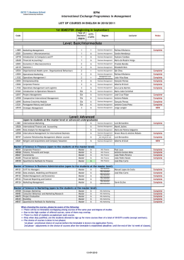 Provisional list of courses in English 2010-11 as of 2010-09-06