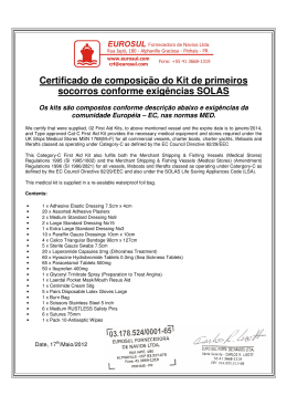 Certificado de composição do Kit de primeiros socorros