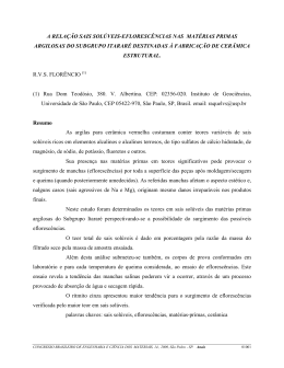 a rela&ccedil;&atilde;o sais sol&uacute;veis-efloresc&ecirc;ncias nas mat&eacute;rias primas