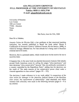 Carta - Professor Antonio Gidi