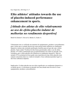 Elite athletes` attitudes towards the use of placebo
