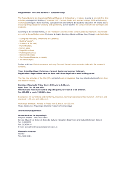 Programme  - Museu Nacional de Arqueologia