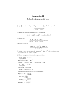 Semin&aacute;rios II Rela&ccedil;&tilde;oes trigonom&eacute;tricas