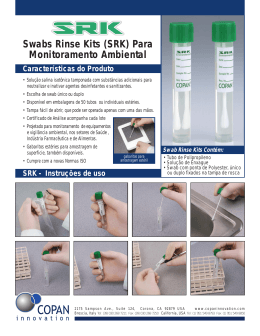Swabs Rinse Kits (SRK) Para Monitoramento Ambiental