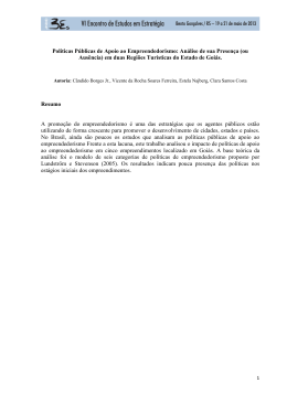 Pol&iacute;ticas P&uacute;blicas de Apoio ao Empreendedorismo: An&aacute;lise