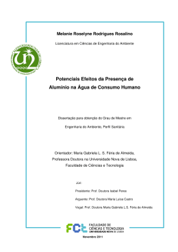 Potenciais Efeitos da Presen&ccedil;a de Alum&iacute;nio na &Aacute;gua de