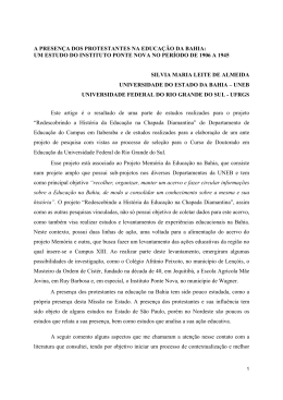 a presen&ccedil;a dos protestantes na educa&ccedil;&atilde;o da bahia