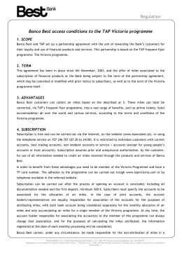 Regulation Banco Best access conditions to the TAP Victoria