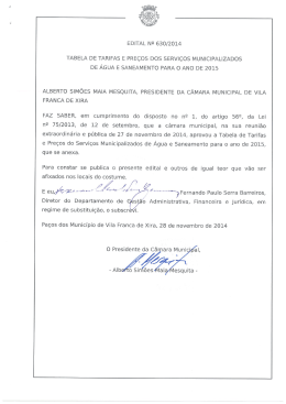 edital n~ 630/2014 tabela de tarifas e pre&ccedil;os dos servi&ccedil;os