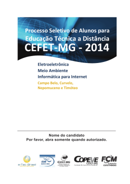 Prova 2&ordm; semestre/2014 - Copeve - Cefet-MG