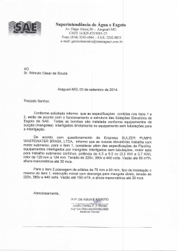 Resposta Pregão 0122014: Sulzer Pumps Wastewater Brasil