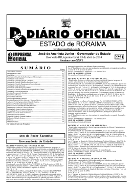 SUMÁRIO - Imprensa Oficial do Estado de Roraima