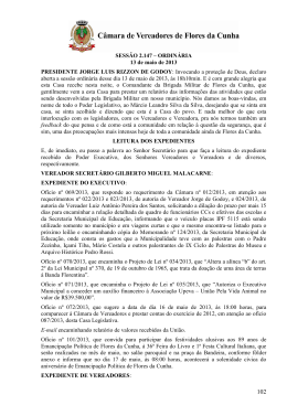 SESS&Atilde;O 2.147 &ndash; ORDIN&Aacute;RIA 13 de maio de 2013 PRESIDENTE