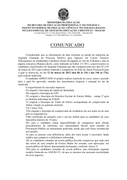 2&ordm; Chamada - Efetivar matr&iacute;cula
