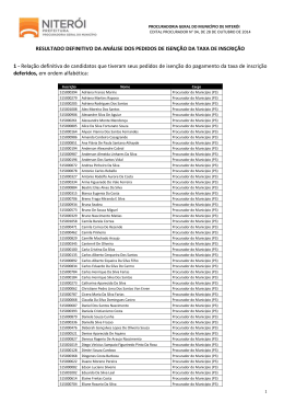 Resultado definitivo da an&aacute;lise dos pedidos de isen&ccedil;&atilde;o da taxa de