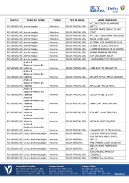 CAMPUS NOME DO CURSO TURNO TIPO DE BOLSA NOME