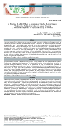 A dimens&atilde;o da subjetividade no processo de trabalho da enfermagem