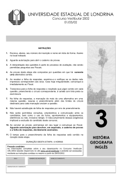 Provas de História, Geografia e Inglês - Cops