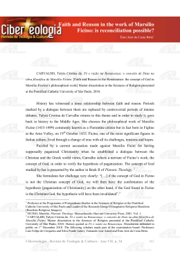 Faith and Reason in the work of Mars&iacute;lio Ficino: is