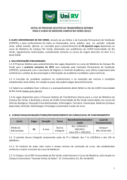 Edital Transfer&ecirc;ncia Interna Medicina 2015/1