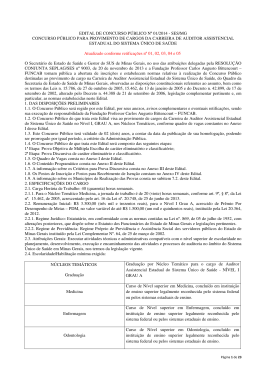 Edital Auditor Assistencial Estadual SUS MG