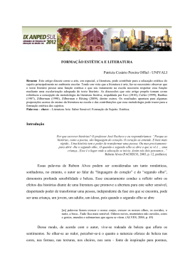 FORMA&Ccedil;&Atilde;O EST&Eacute;TICA E LITERATURA Patr&iacute;cia Ces&aacute;rio Pereira