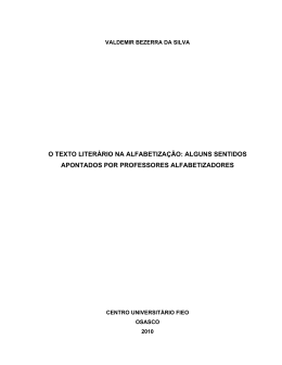 O TEXTO LITER&Aacute;RIO NA ALFABETIZA&Ccedil;&Atilde;O: ALGUNS