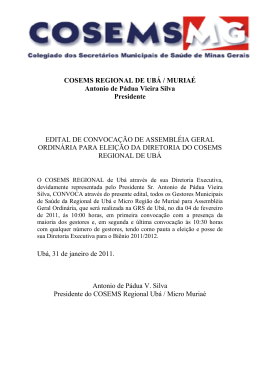 COSEMS REGIONAL DE UBÁ / MURIAÉ Antonio de - Cosems-MG