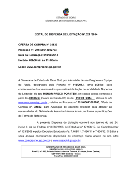 EDITAL DE DISPENSA DE LICITA&Ccedil;&Atilde;O N&ordm; 021-2014